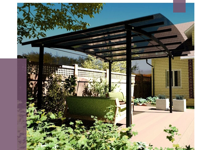 Навесы для террасы в Магадане от 13034 руб. под ключ | ПРОЛЁТ-Мгд