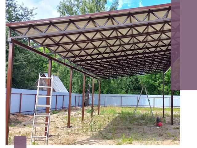 Односкатные навесы под ключ в Магадане — изготовление и монтаж