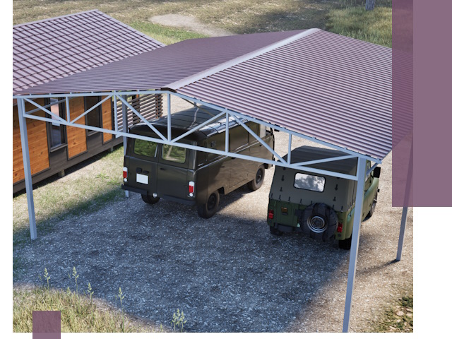 Двускатные навесы под ключ в Магадане — изготовление и монтаж