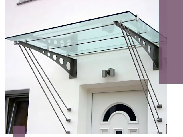 Козырьки над входом под ключ в Магадане — изготовление и монтаж